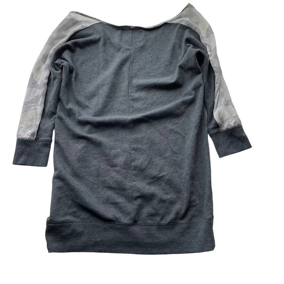 VS Victoria's Secret Tunic Sweatshirt Gray Medium Scoop Neck 3/4 Sleeve Camo - Picture 7 of 8